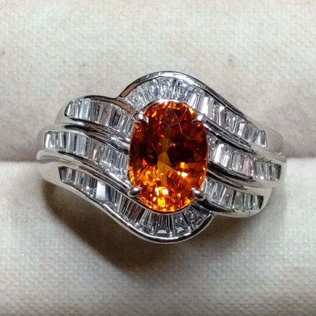 リング　オレンジサファイヤ　ダイヤモンド | ダイヤ以外のジュエリー
